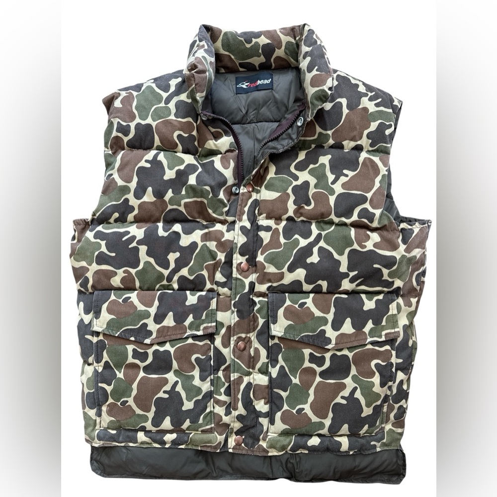 Vintage Redhead Duck Camo Men’s Full Zip Up Button Vest Size M/L Wallen Style‎